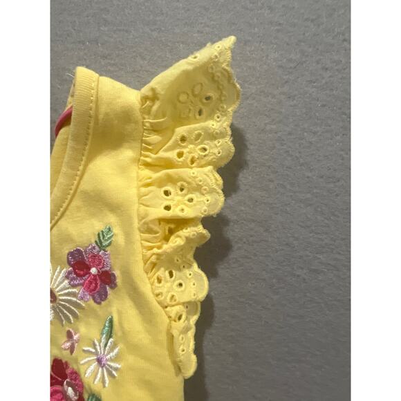 Cynthia Rowley Dress Girls XS 4 Yellow Floral Embroidered Ruffle Tiered Cute - Picture 5 of 5
